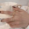 Color Double Layer Cross Line Finger Ring For Women Gold Color Cz Geometric Adjustable Rings Jewelry