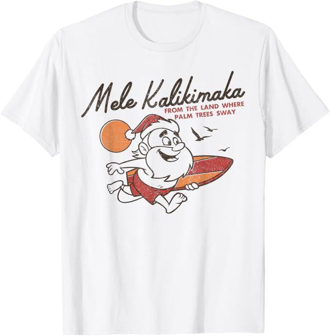 Vintage Cute Mele Kalikimaka Christmas Santa Surfing Costume T-Shirt Unisex T-Shirt XXXXL