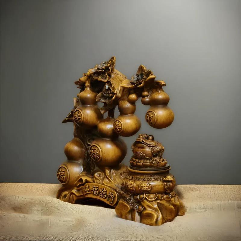 Fünf Segnungen Kürbis & Reichtum anziehende Kröte Ornament für Wohnzimmer oder Weinschrank Dekoration