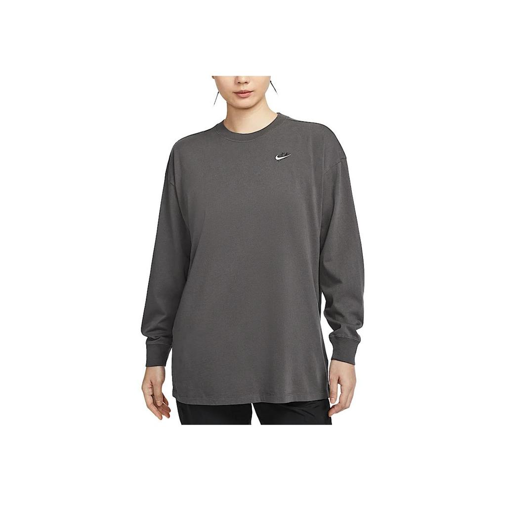 Nike Sportswear Oversized Long Sleeve Drop Shoulder T-Shirt Women Tops Medium-Gray IB1958-261