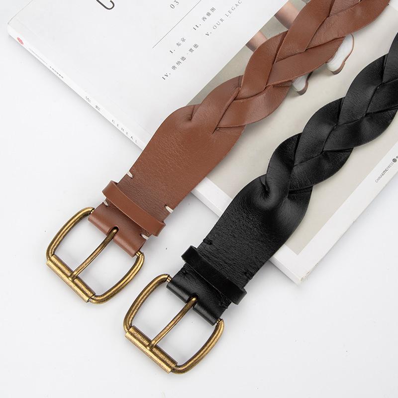 New Fashion European and American Women's Braided Belt Without Punching Niche Versatile Matching Skirt High-end Decorative Belt for Women