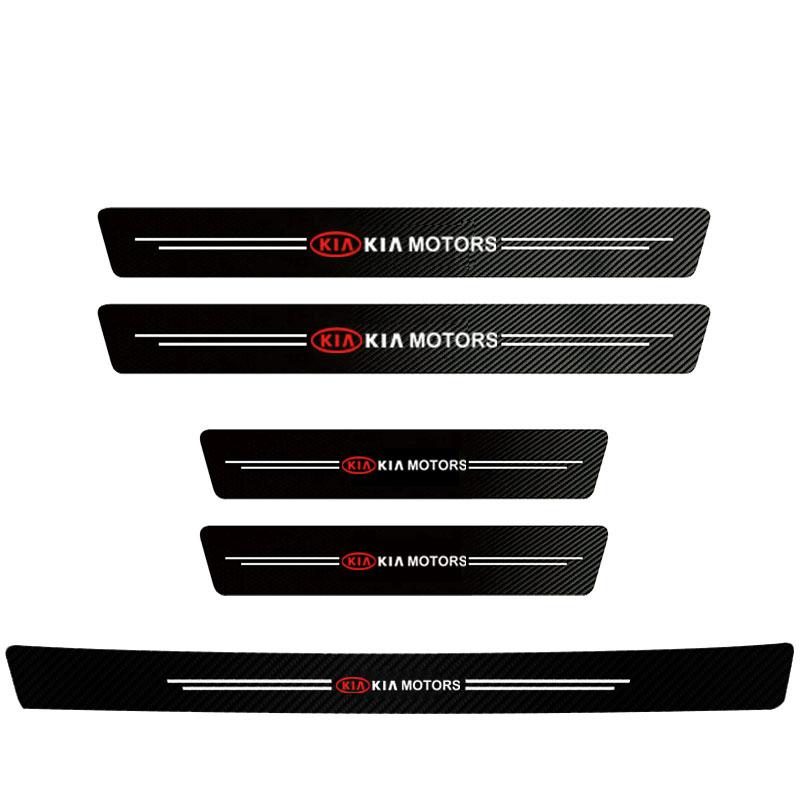 AANI1 Carbon Fiber Door Sill Protector Leather Vinyl Stickers For Kia Rio Soul Cerato Soent Sportage Picanto K5 Forte Niro Morning