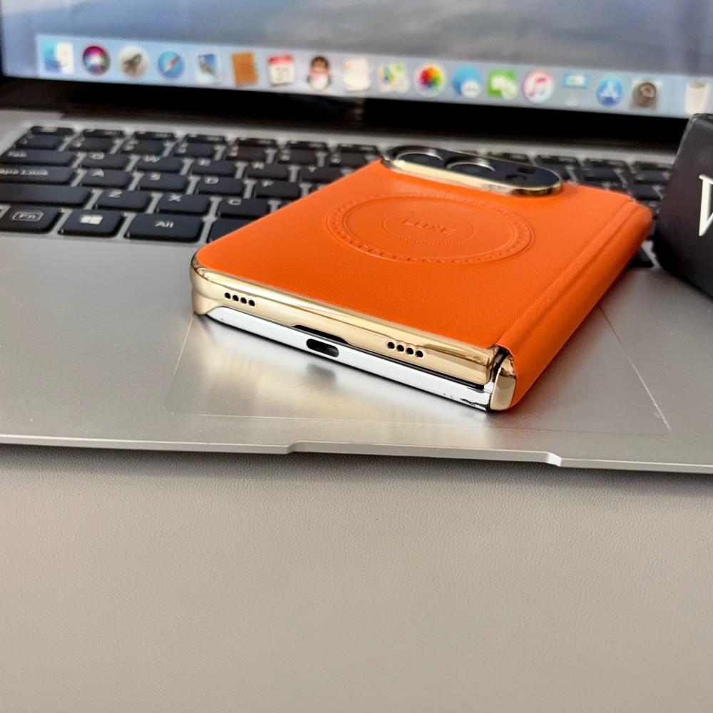 For Apple iphone Duo Case Luxury PU Leather Skin hinge Magnetic MagSafe Protective Back Cover Case For iphone Duo Phone Shell