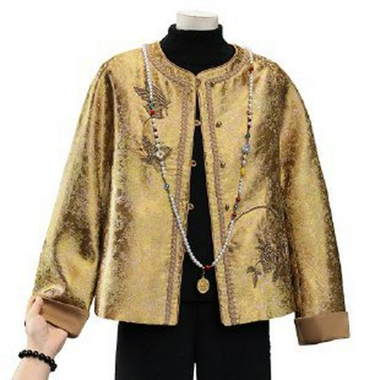 

2026 Spring Embroidered Tang Suit Jacket for Middle-Aged and Elderly Women 2XL жёлтый
