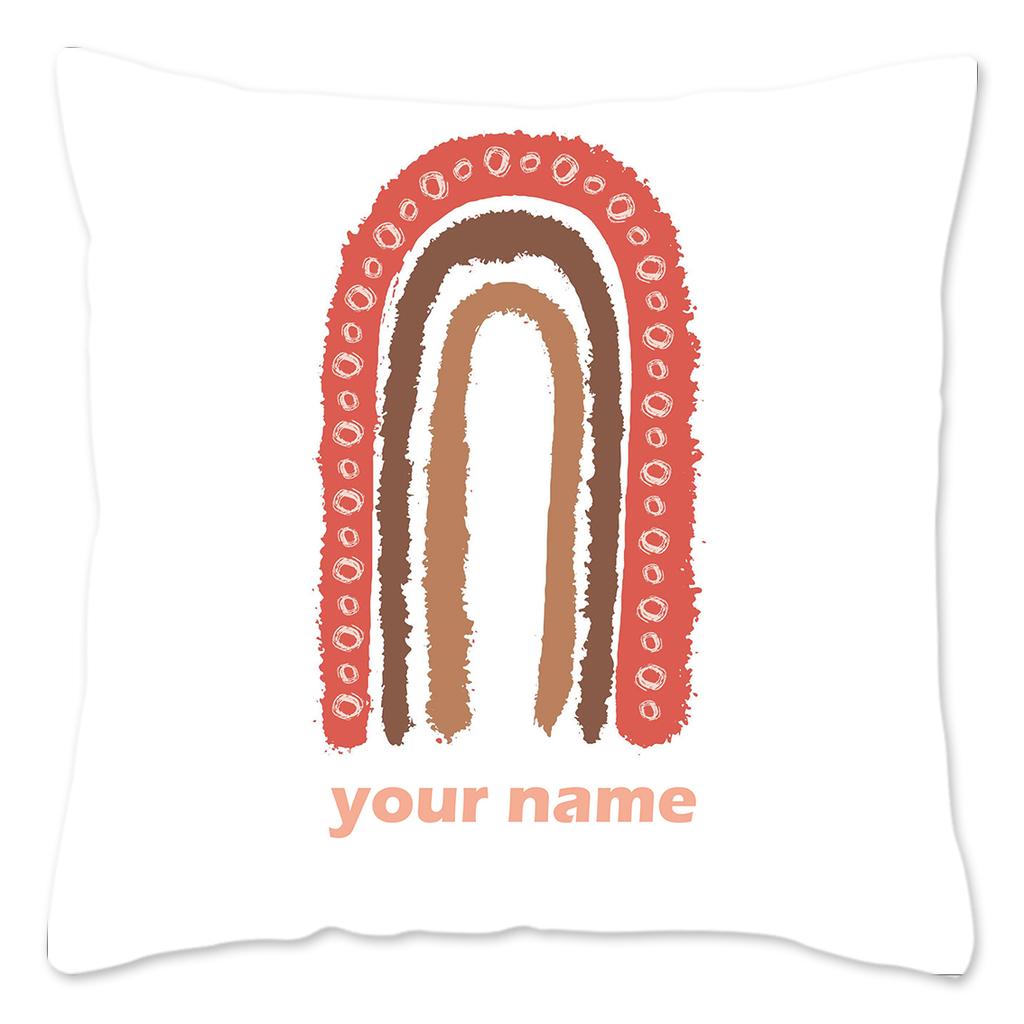 Rainbow Print Custom Cushion Cover Adult Children Personalized Name Customize Pillowcase Home Housewarming Birthday Gifts
