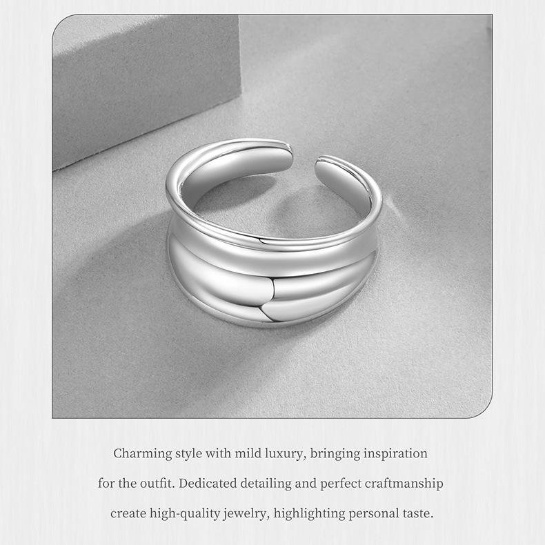Glossy Ring, Open Copper Ring, Exaggerated And Unique Large And Wide Surface Light Luxury Copper Jewelry.
