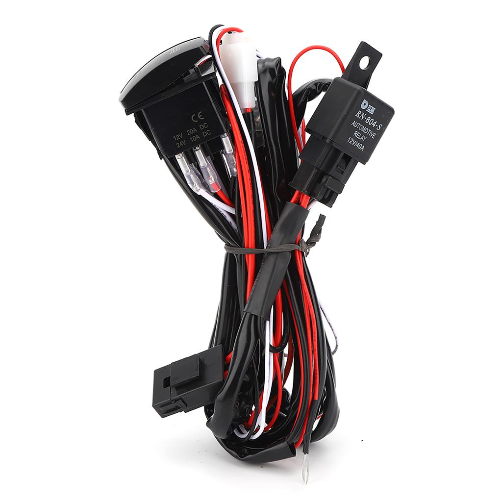 Universal Wiring Harness Kit with LED Working Lamp for 1224V Cars Foglight Light Bar