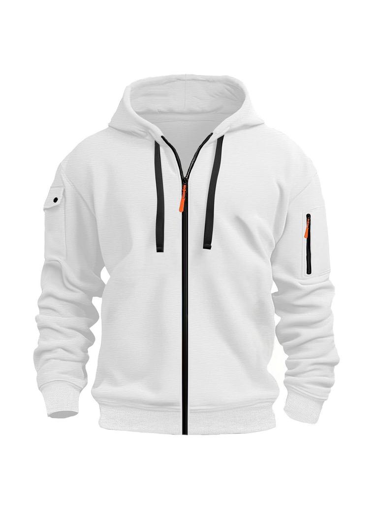 2024 Men's Multi-Pocket Embroidered Zip-Up Hoodie for Spring and Autumn