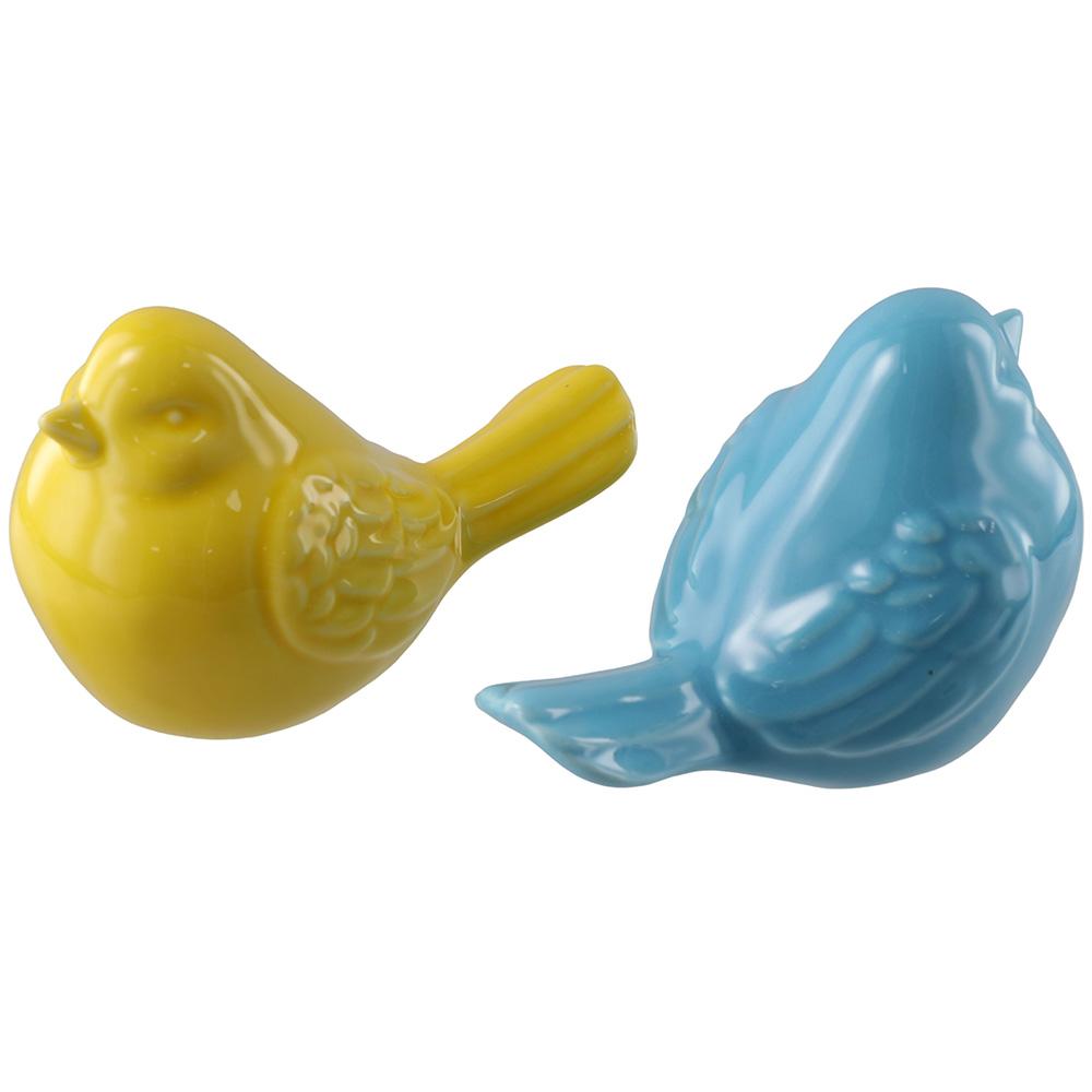 1/2pcs Ceramic Porcelain Bird Figurine Statue Yellow/Blue Home Decor Bird Ornaments Living Room