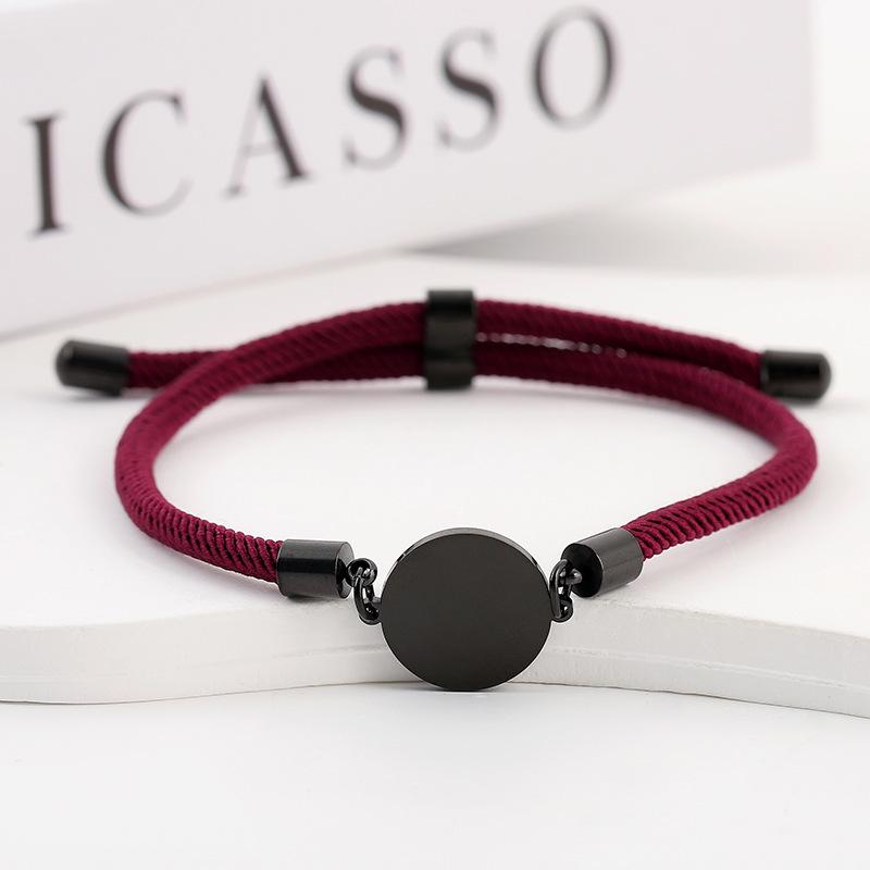 Adjustable 15mm Multi-Color Round Milanese Rope Bracelet with Stainless Steel Cross for Laser UV Printing.