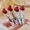 2pcs Cute Polkas Dot Heart Shape Metal Hair Clip Durability Lightweight Hairpin For Women Girls Everyday Use Hairstyles