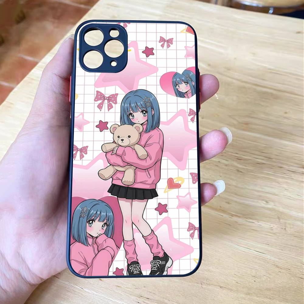 Angel tsundere girl anime cute frosted Shockproof For iPhone 16 15 11 12 13 14 Pro Max X XR XSMAX Mini Phone Case