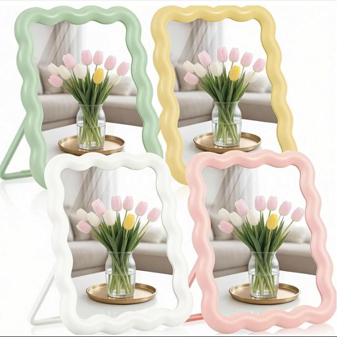 Specchio da Trucco da Scrivania Color Caramella - Alta Definizione, Pieghevole, Perfetto per Camera da Letto, Scrivania o Dormitorio.