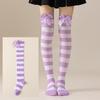 Christmas Striped Over Knee Thigh High Stockings 1 Pair Soft Socks for Women Xmas Party Favor Gift Option