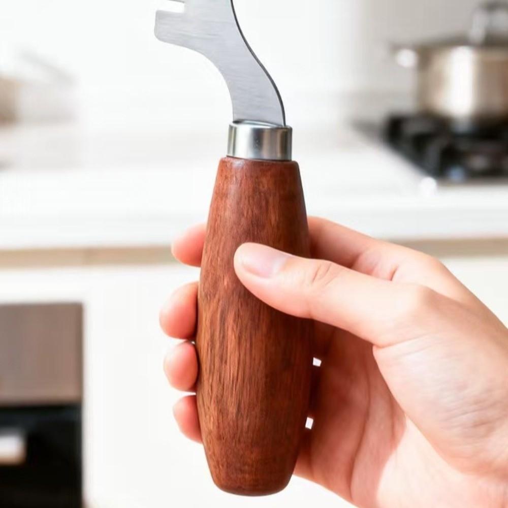 Edelstahl Lauchschneider Holzgriff Manuell Zwiebelschneider Multifunktional Ergonomisch FrühlingszwiebelSchneider Kochzubehör