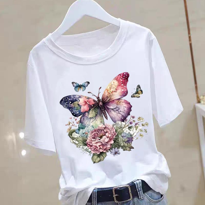 A New Heart-shaped and Cute Women's Commuter Instagram Summer Printed Short-sleeved Round-neck T-shirt Women Clothing Graphic