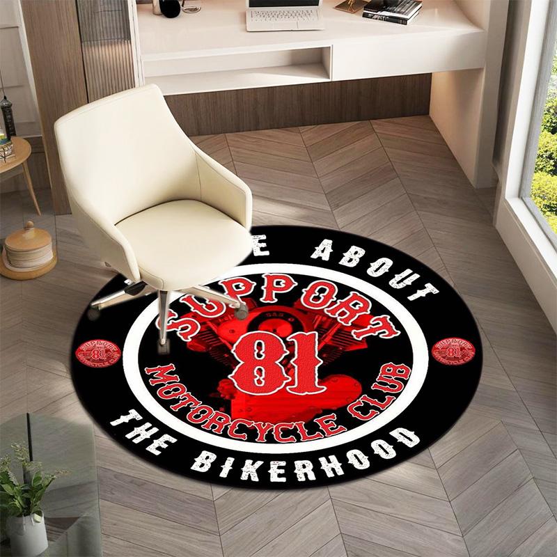 Gang violence Motorcycle enthusiasts Hells Angels Motorcycle Club circular carpet is soft, home, bedroom, door mat decoration, and non slip carpet E5