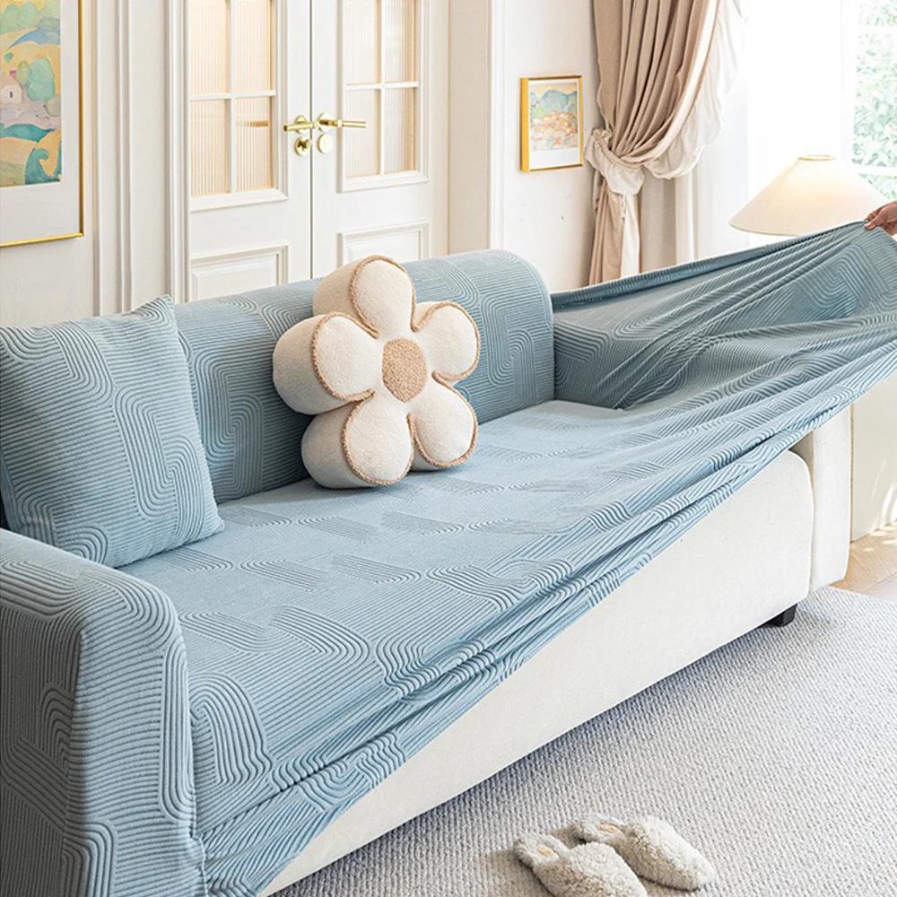 Adjustable Elastic Sofa Cover Stretch Sofa Seat Cover Jacquard Sofa Covers for Living Room Decor Non-slip Slipcover Couch Covers