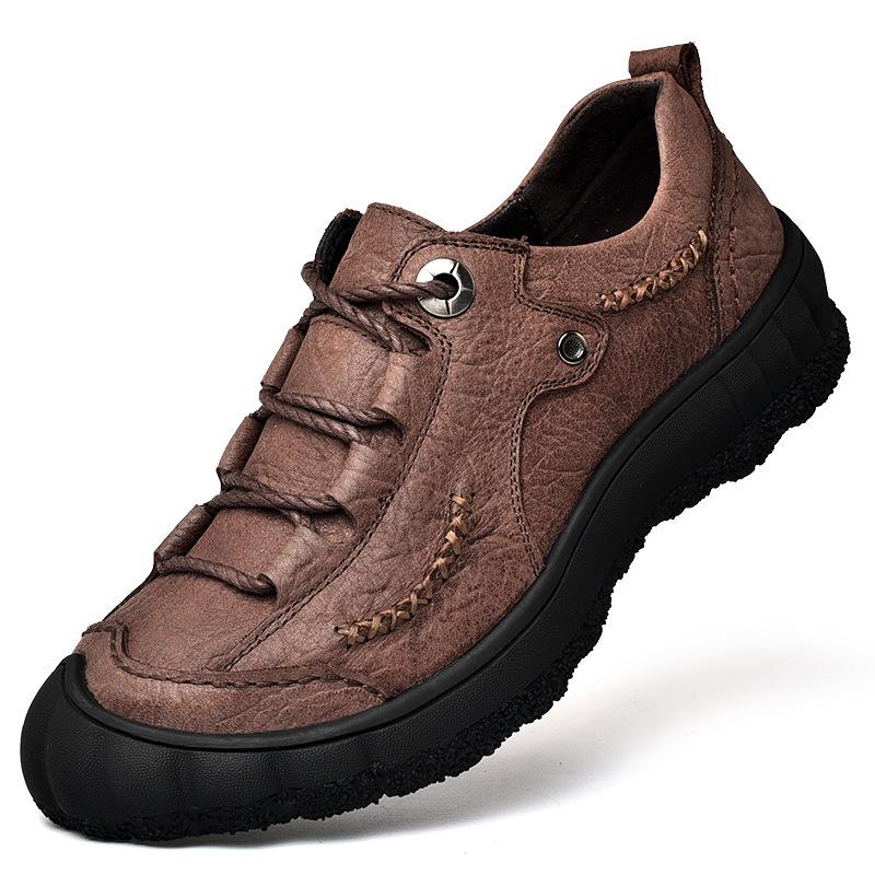 

Весна и осень Новые повседневные туфли для активного отдыха Мужские кожаные туфли в стиле ретро для бизнеса Мужские кожаные туфли Водонепроницаемые нескользящие походные туфли 44 коричневый