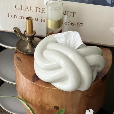 Cutie de șervețele de uz casnic, nod distractiv din ceramică, măsuță de cafea, modernă, abstractă, de birou, culoare cremă, cutie decorativă nordică pentru șervețele