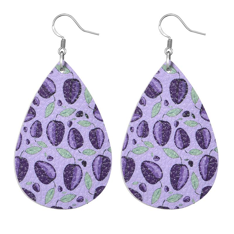Summer Fashion Lightweight Faux Leather Earrings for Women Fruit Leaf Beach Teardrop Drop Dangle Earrings Jewelry Gift Wholesale
