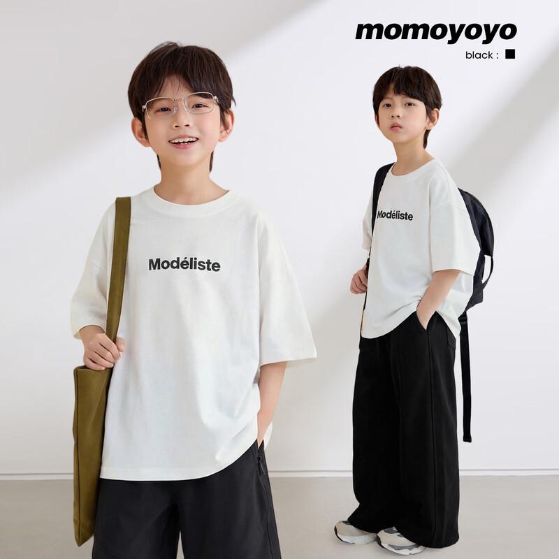 Kids  Pure Cotton Letter Print Loose Short Sleeve T-Shirt 160