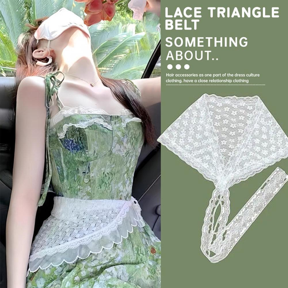 Retro Süße Blume Dreieck Haar Schal Damen Mädchen Quadratischer Schal Stirnband Koreanisch Französisch Pastoral Kopfschmuck Sommer Spitze Kopfbedeckung