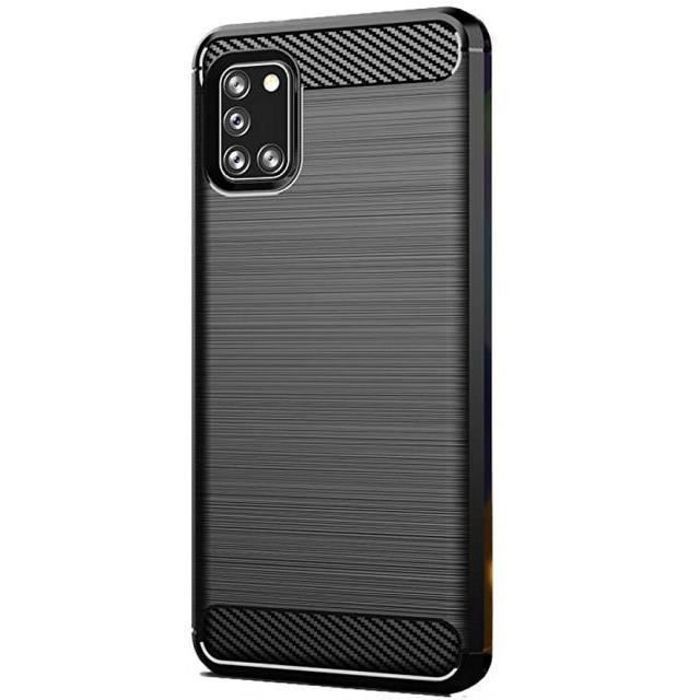 Coque - Samsung - A31 - Souple - Design moderne - Aspect carbone noir