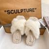 Internet Celebrity Cross Hairy Slippers Female 2023 Autumn and Winter New Outer Wear Ins Fairy Wind Plush Flat Bottom One Word Slippers