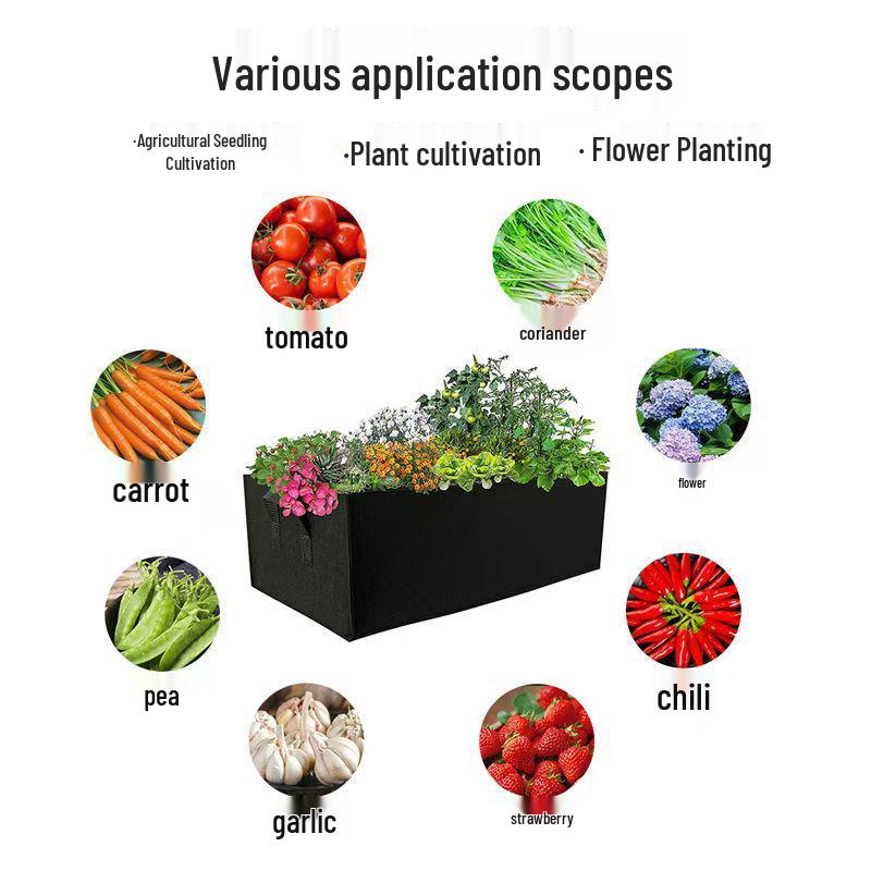 Meizhi Rectangular Large Capacity Breathable Felt Planting Bag for Garden Flowers and Vegetables