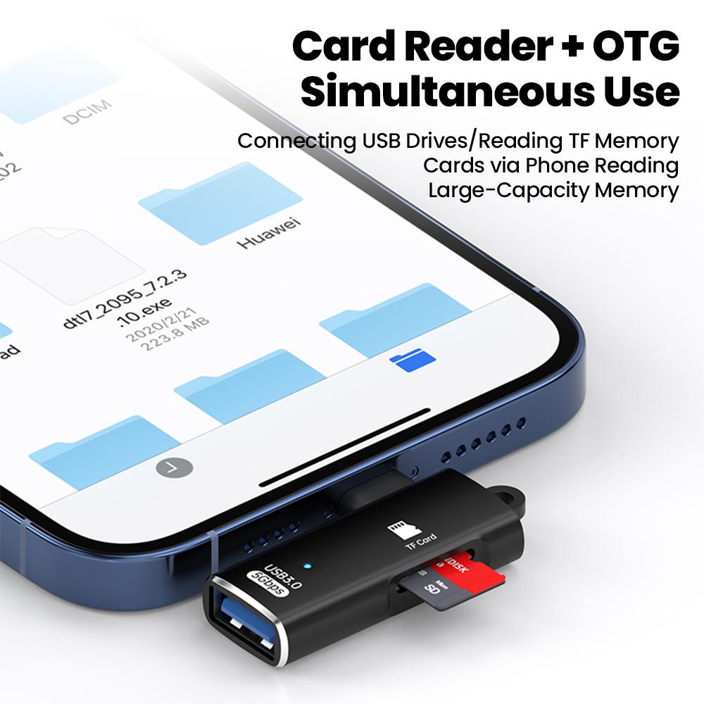 2 In 1 USB3.0 Type C Adapter To TF Card Reader OTG High-speed Transfer Smart Memory Card Reading Type C for Iphone 15 16 PC