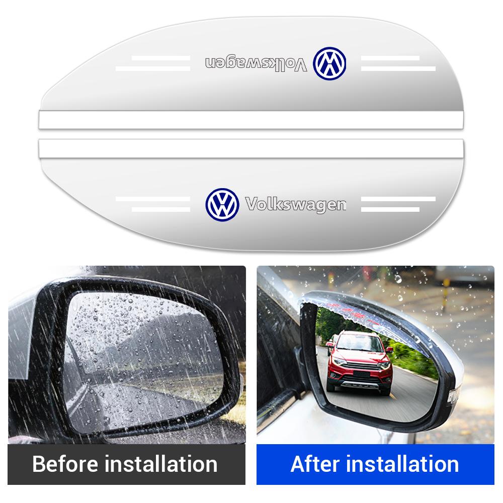 2pcs Car Side Rear View Mirror Rain Eyebrow Visor Auto Accessories Valve Cap For VW Volkswagen Jetta Golf 6 7 CC EOS GTI R32 MK4 zq7