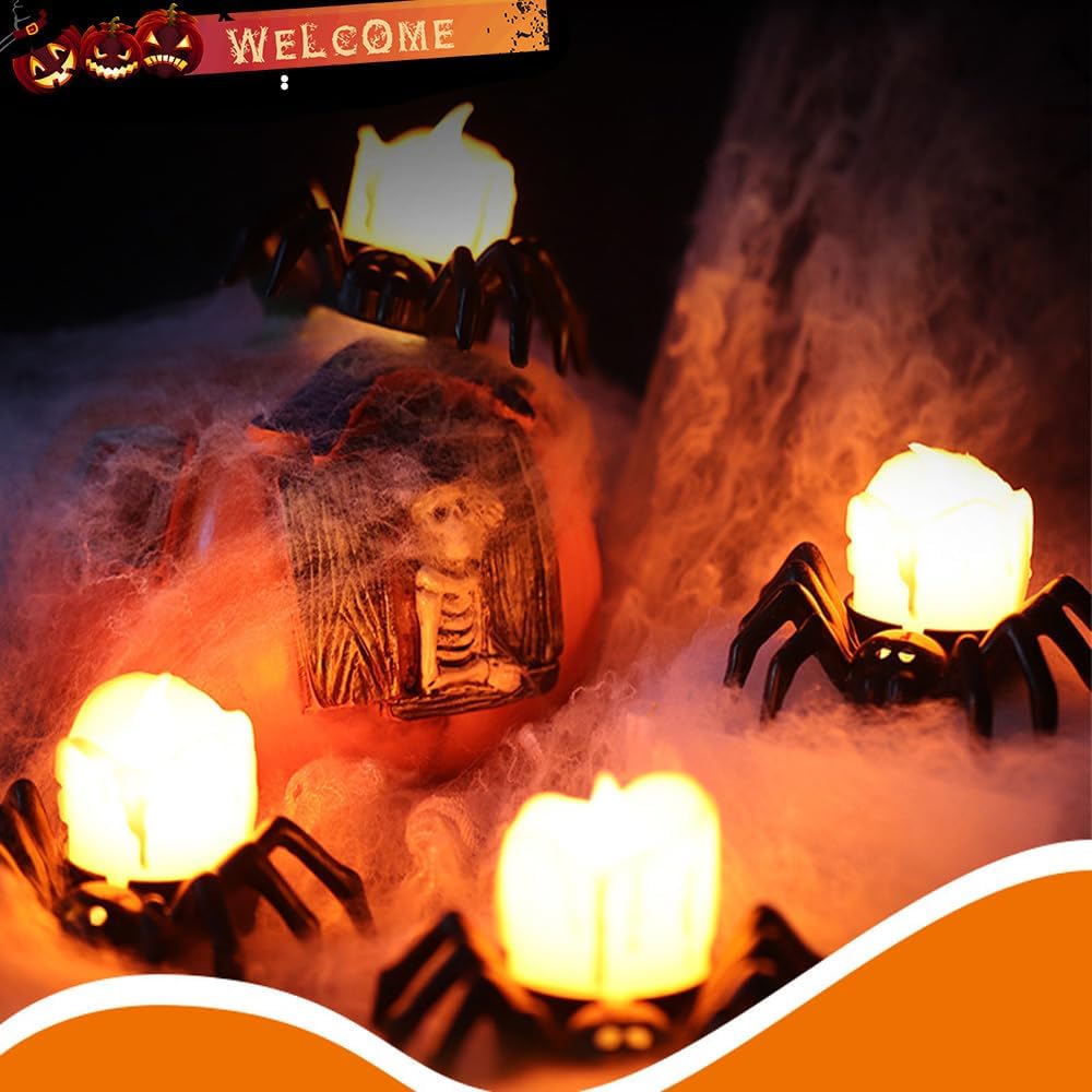 Halloween Decorations LED Candle Light Plastic Spider Pumpkin Lamp for Bar House Halloween Party Decor Horror Props Christmas