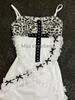 American Hottie Cross One Piece Dress Woman Gothic Y2k Leopard Print Lace Slip Dresses Aesthetic Hepburn Fashion Design Clothes