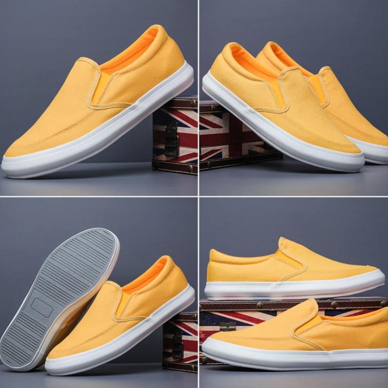 Men's Canvas Shoes Spring Autumn Leisure Anti-slip Working Lightweight Breathable Slip On White Shoes Men's Sneakers