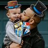 30pcs Cap Mustache Glasses Father's Day Photo Props Blue Dress Up Costume Mask  Thank You Dad Gift