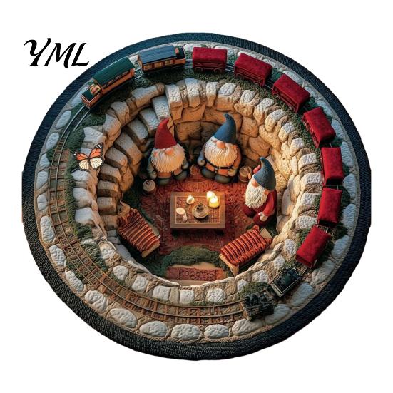 Festlicher Teppich für den Innenbereich, Weihnachten 3D-Teppich, Illusion Runder Dekorativer Effekt, Feiertagsteppich Fußmatte, für Heim Wohnzimmer Dekoration Saisonale Winter