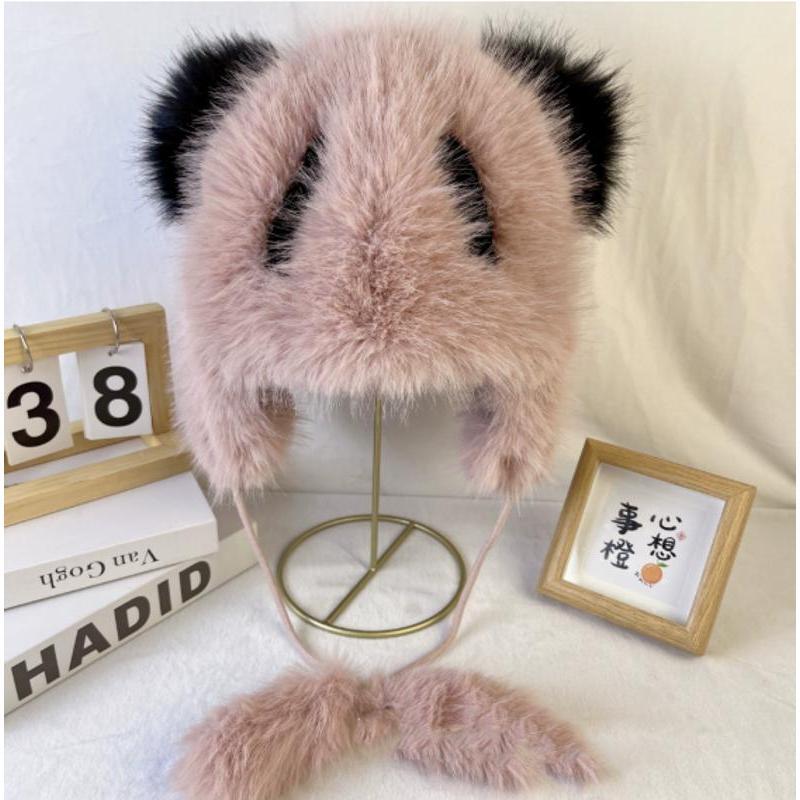 New Lovely Animals Panda Cartoon Plush Caps Concise Design Ladies Winter Warm Windproof Hats Fashion Versatile Women Cosplay Cap
