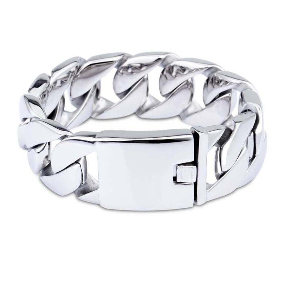 European and American Stainless Steel Men's Cuban Thick Bracelet, Hip-hop Trendy Men's Electroplated 18k Gold Titanium Steel Bracelet