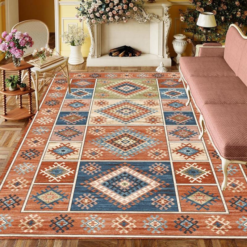 Europe Türkiye Retro Style Carpet Living Room Sofa Bedroom Bedside Study Kitchen Entrance Door Rug Non-slip Luxury Decor Mat