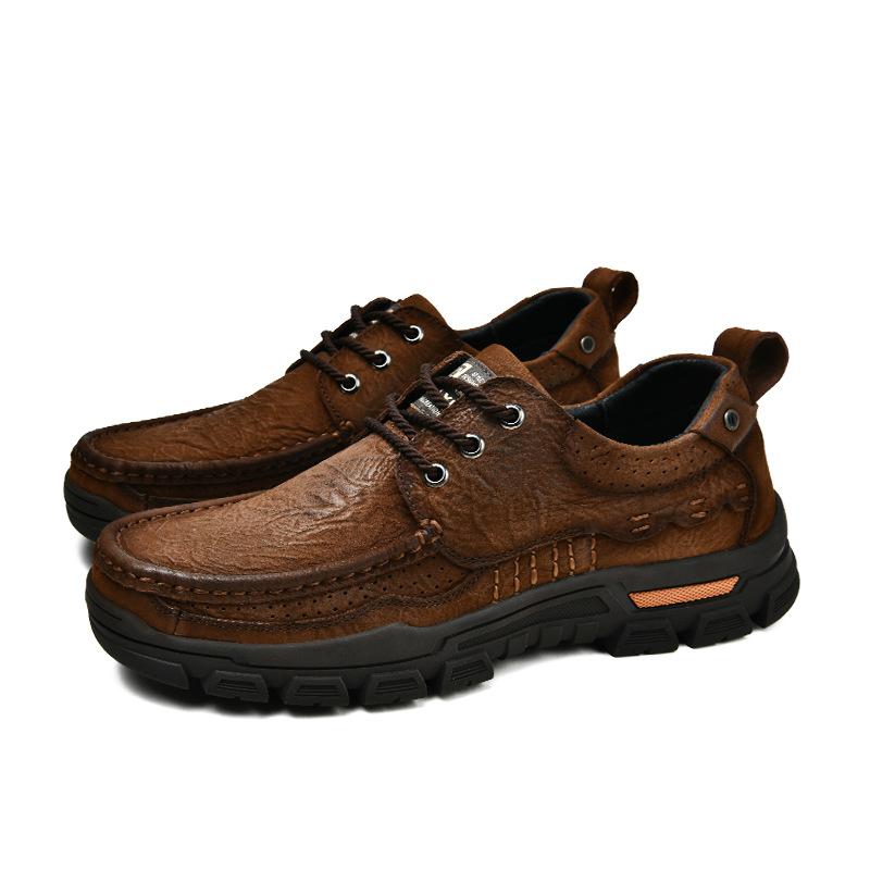 Erste Schicht Rindsleder 2025 neue Herrenschuhe Outdoor rutschfeste Freizeitschuhe atmungsaktive Arbeitsschuhe Bergschuhe verschleißfeste Papaschuhe