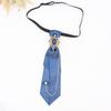 Retro College-Style Gemstone Streamer with Metal Chain - Unisex, No-Tie Design (TS365)