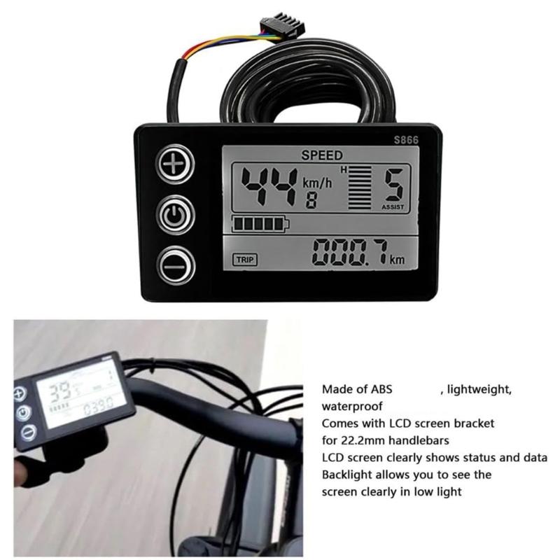 Electric Bike LCD Display Meter Waterproof Electric Scooters Panel Screen for Mountain Electric Bike Part