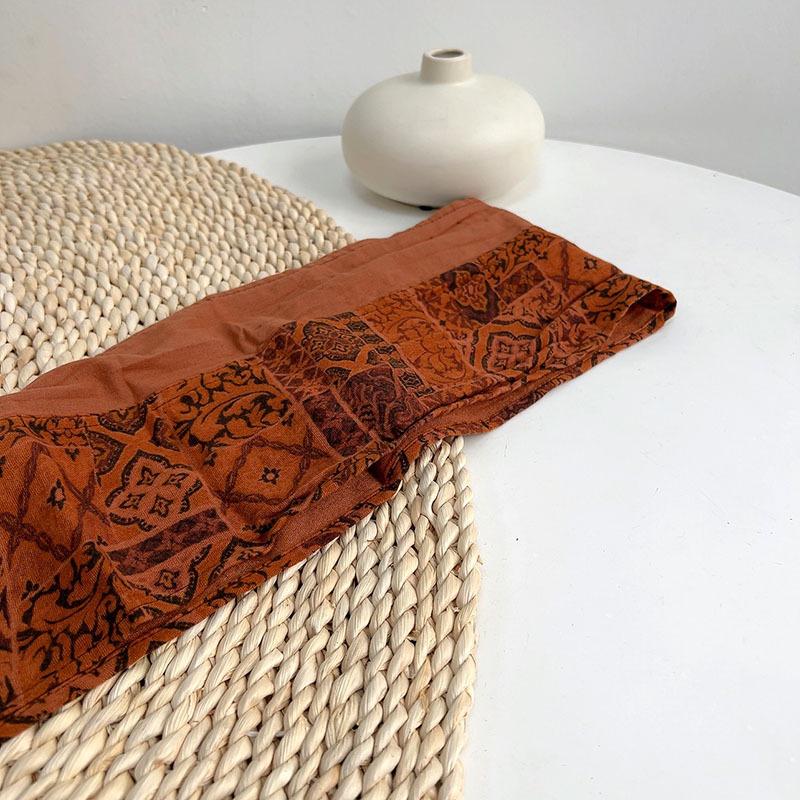 Vintage Flower Printed Narrow Scarf Neck protect Elegant Long Cotton Scarf 18x220cm