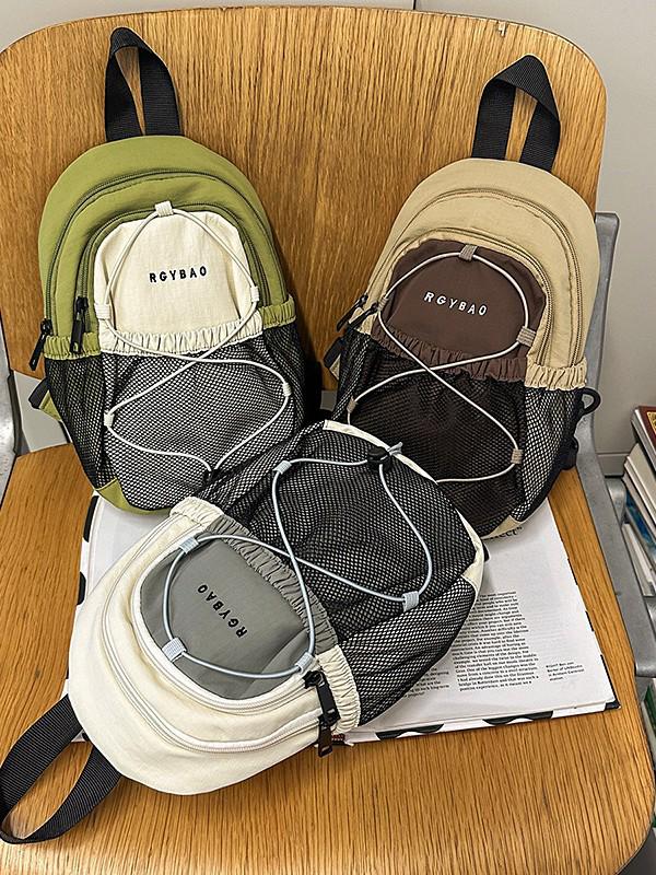 Retro Color Block Crossbody Chest Bag - Mini Outdoor Sports & Hiking Backpack