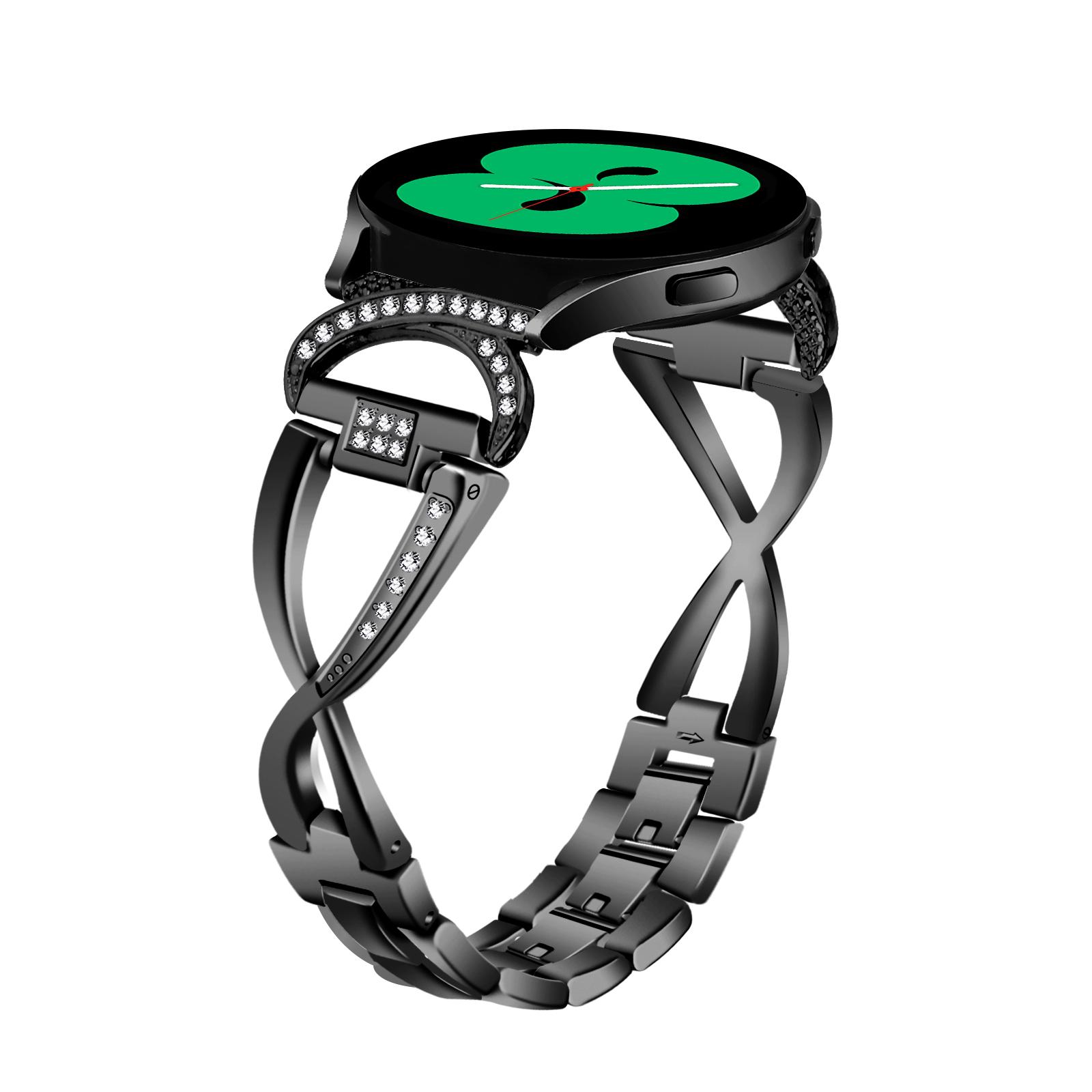 

20mm Watch Strap for Samsung Galaxy Watch6 40mm 44mm/Watch6 Classic 43mm 47mm/Watch 5 40mm 44mm/Watch4 40mm 44mm Rhinestones Decor Alloy Wrist Band Silver