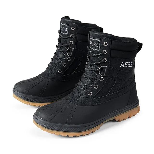 Winter Men's Boots Large Size Plush Warm Snow Boots Outdoor Fashionable Combat Boots Army Boots Classic Black Platform Sneaker