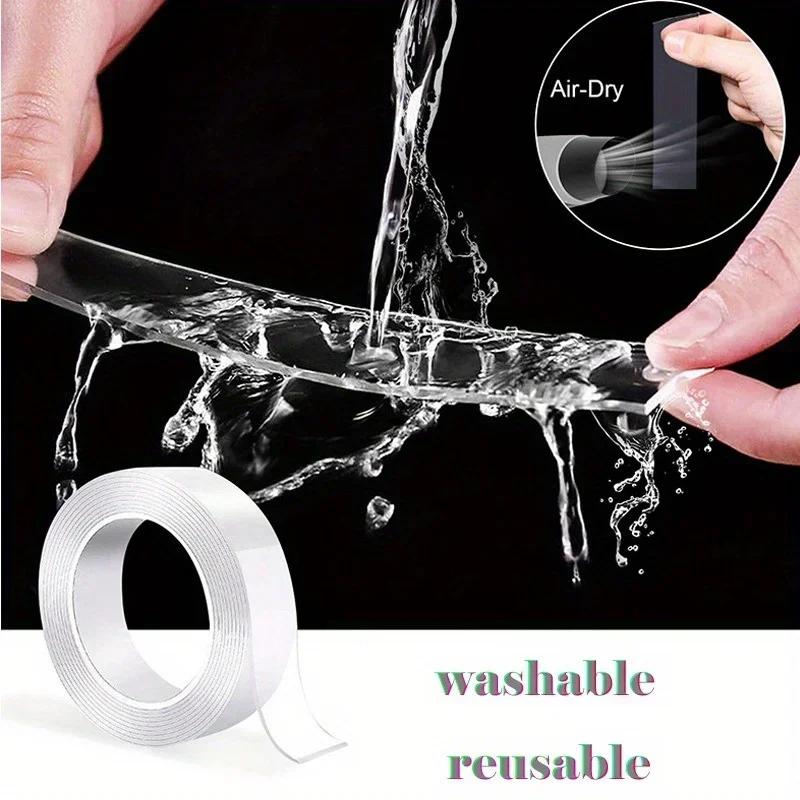 Nano Trace - Free Double - Sided Tape, High - Transparency Waterproof & Strong - Adhesive, Cuttable for Home/Office/Car