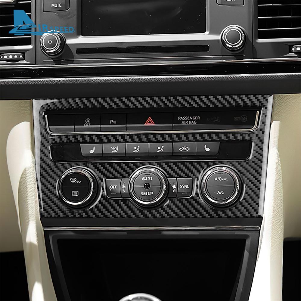 For Seat Leon 2013 2014 2015 2016 2017 2018 2019 2020 LHD RHD Car Central AC Button Panel Trim Real Soft Carbon Fiber Sticker