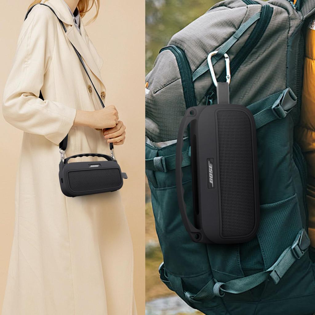 co2CREA Compatible Bose SoundLink Flex2 Portable Speaker LE (2nd Generation)/SoundLink Flex Portable Wireless Speaker Silicone Case, Black (Case Only)